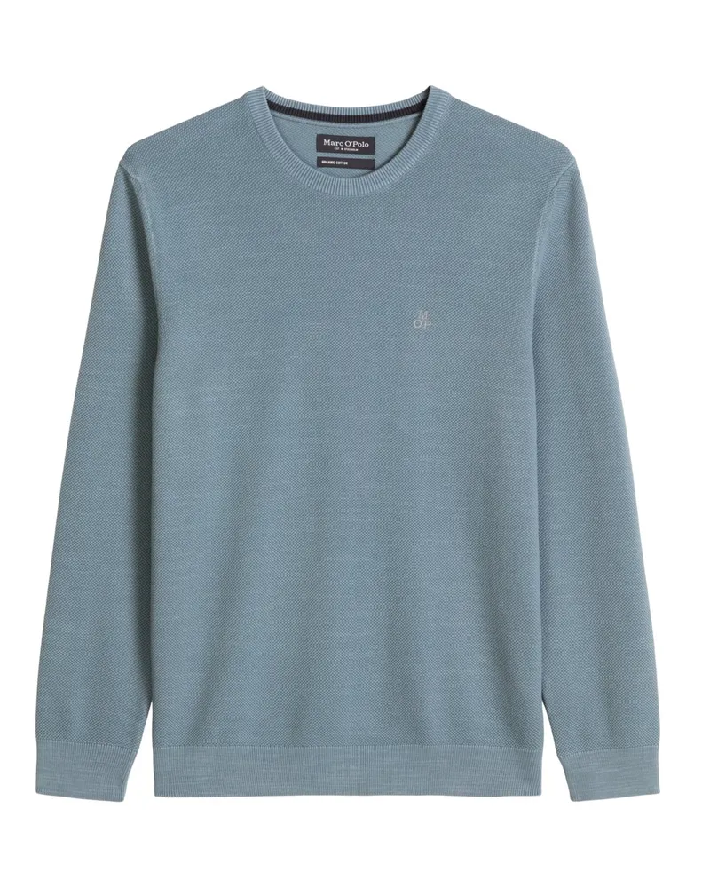 Marc O'Polo Strick-Pullover mit Reiskorn-Struktur aus Bio-Baumwolle in Mittelblau