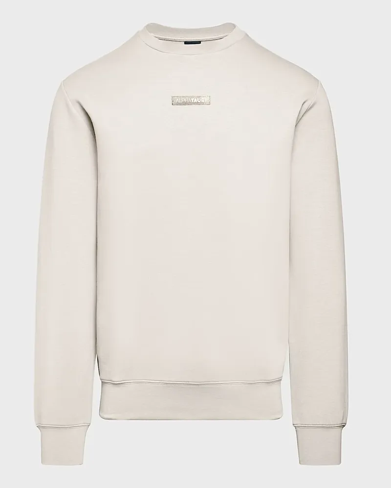 AlphaTauri Glattstrick-Pullover Sauris mit O-Neck und Logo-Emblem in Beige