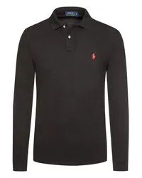 Ralph Lauren Langarm-Poloshirt Custom Slim Fit in Piqué-Qualität Schwarz