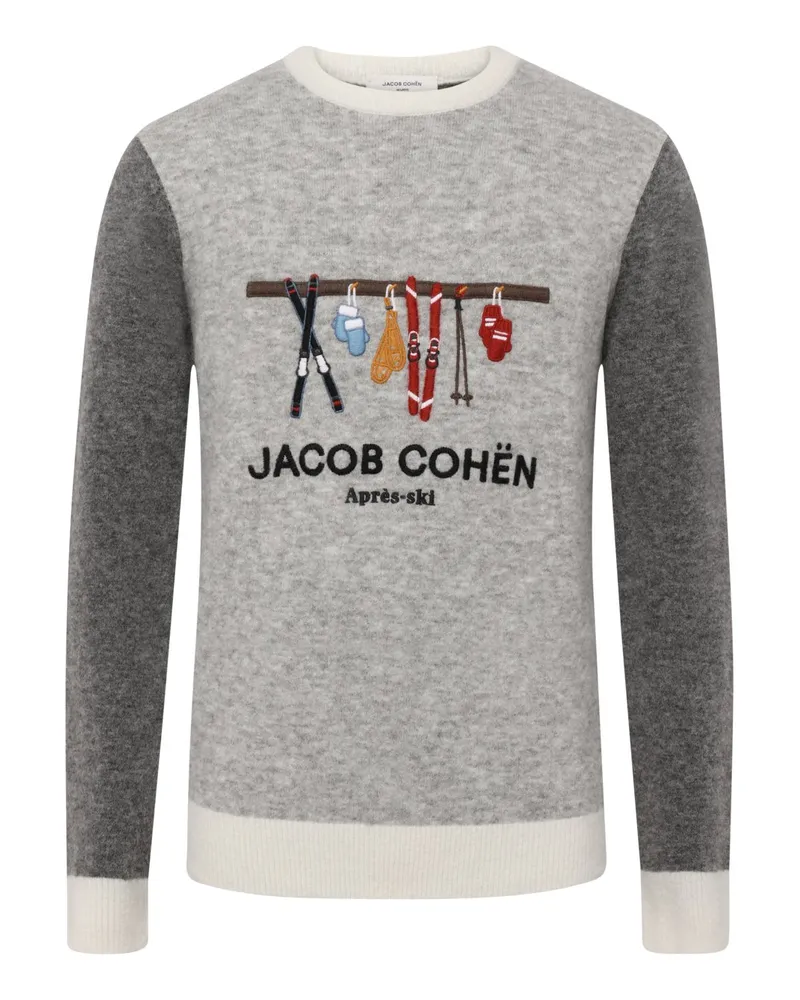 Jacob Cohën Pullover mit Rundhalsausschnitt und Stickerei auf der Vorderseite in Grau