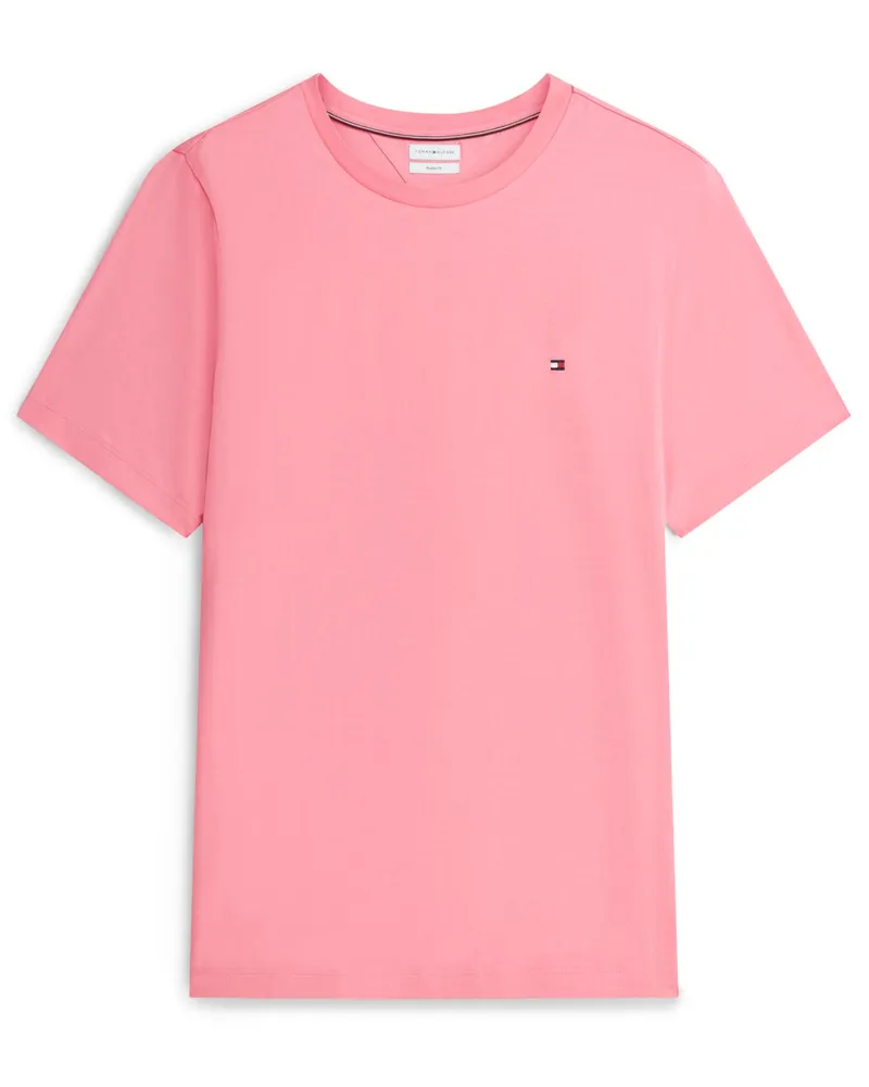 Tommy Hilfiger Softes T-Shirt mit kleiner Logo-Stickerei, Regular Fit in Rosenrot