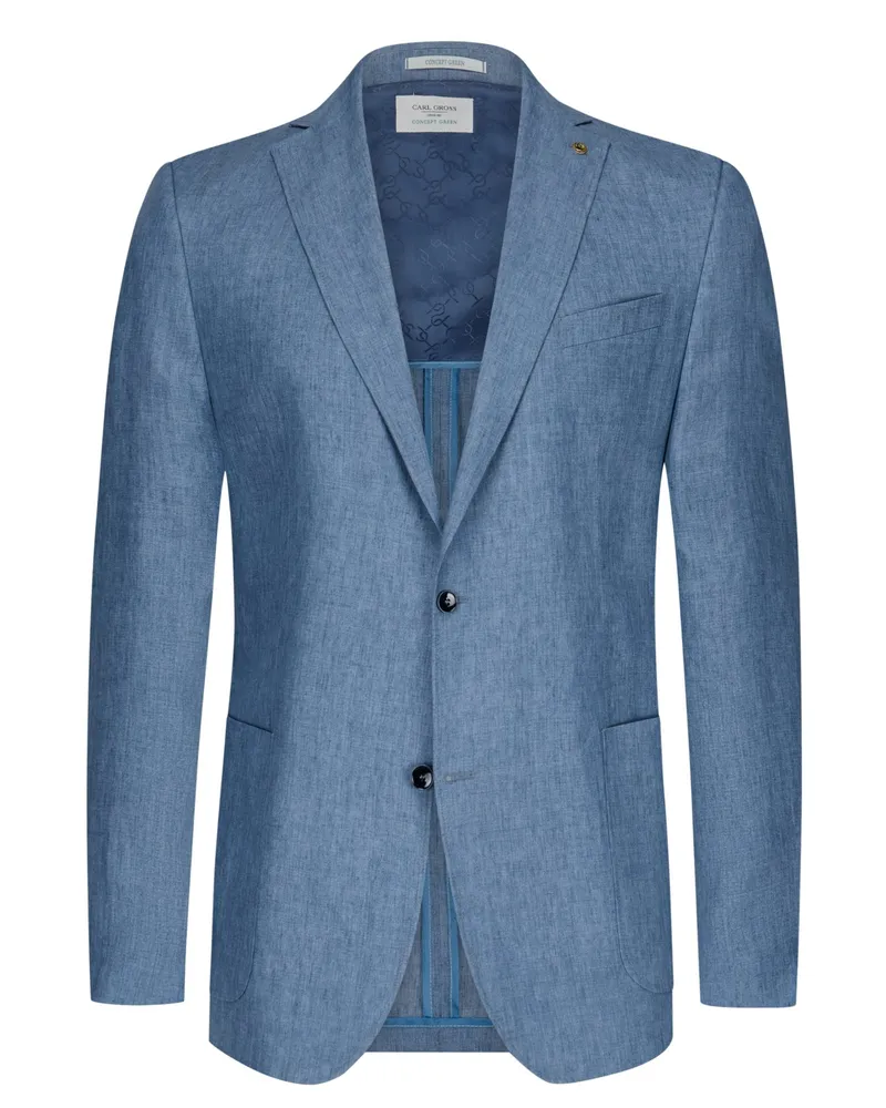 Carl Gross Teilgefüttertes Leinensakko, Modern Fit in Mittelblau