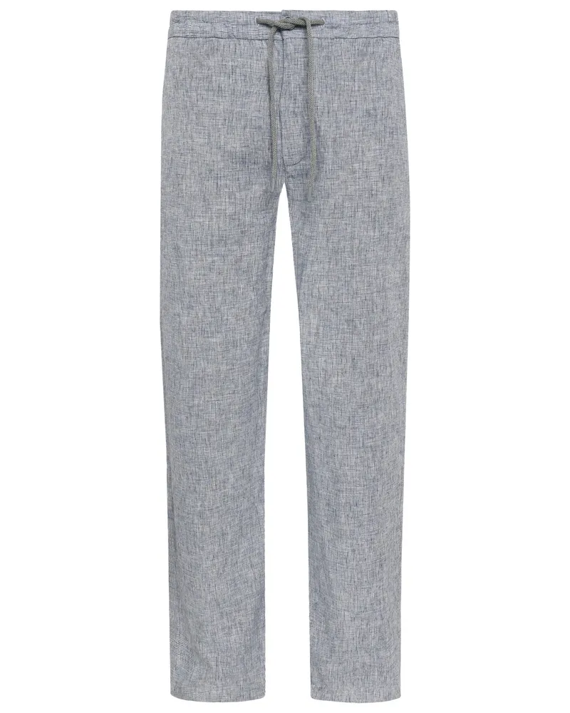 Alberto Sommerliche Joggpants mit Kordelzug aus einem Leinenmix in Marine