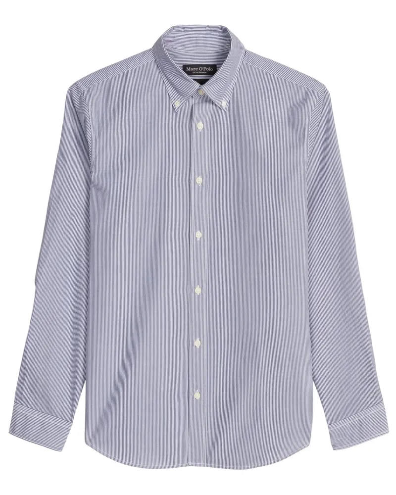 Marc O'Polo Leichtes Baumwollhemd mit Streifenmuster, Regular Fit in Marine