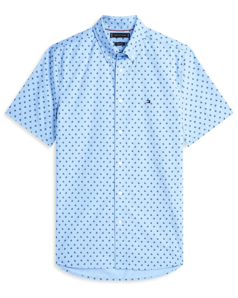 Tommy Hilfiger Kurzarmhemd THFlex aus Baumwolle mit Print, Regular Fit in Hellblau