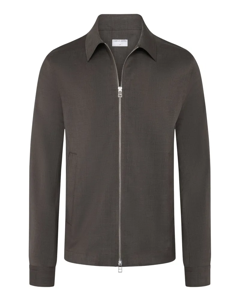 Tiger of Sweden Blouson Barneby aus Wolle mit Umlegekragen und Zip in Dunkelbraun