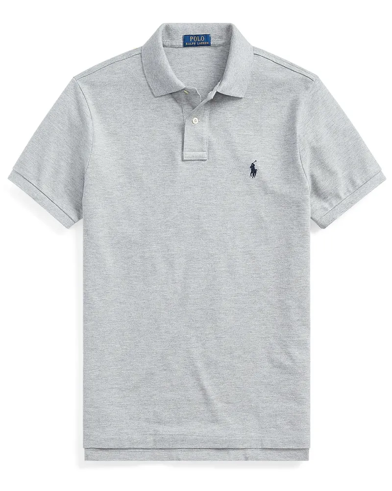 Ralph Lauren Piqué-Poloshirt aus Baumwolle mit Logo-Stickerei, Slim Fit in Hellgrau