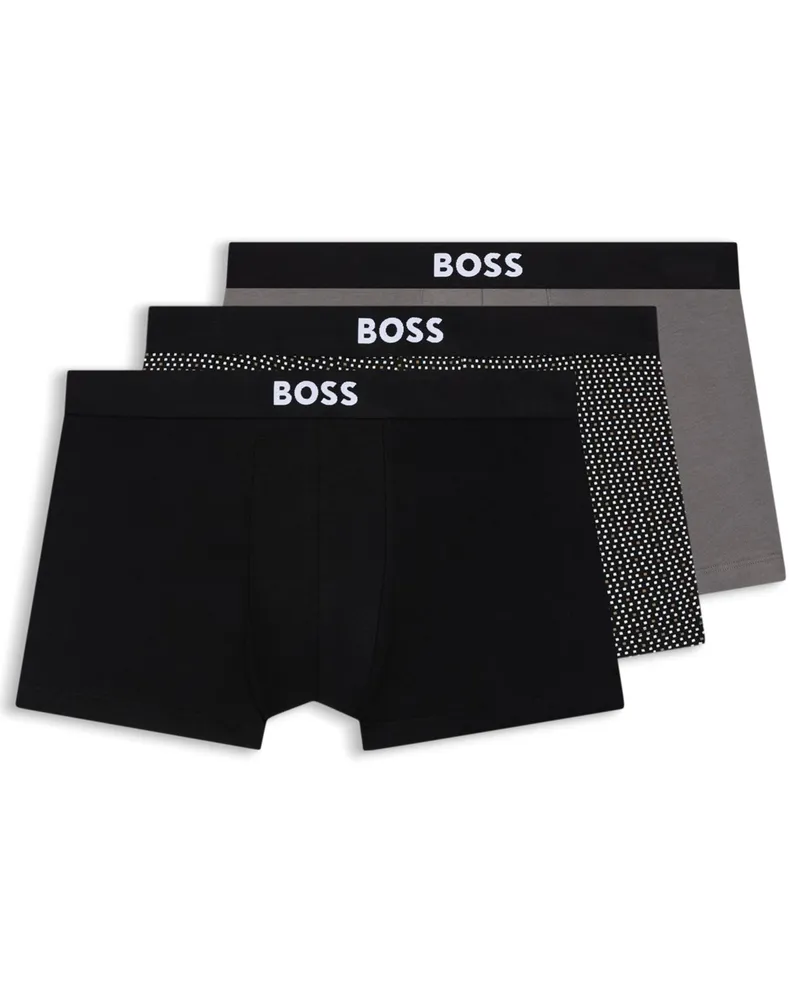 HUGO BOSS 3er-Pack Boxer-Trunks mit Print und Stretch in Grau