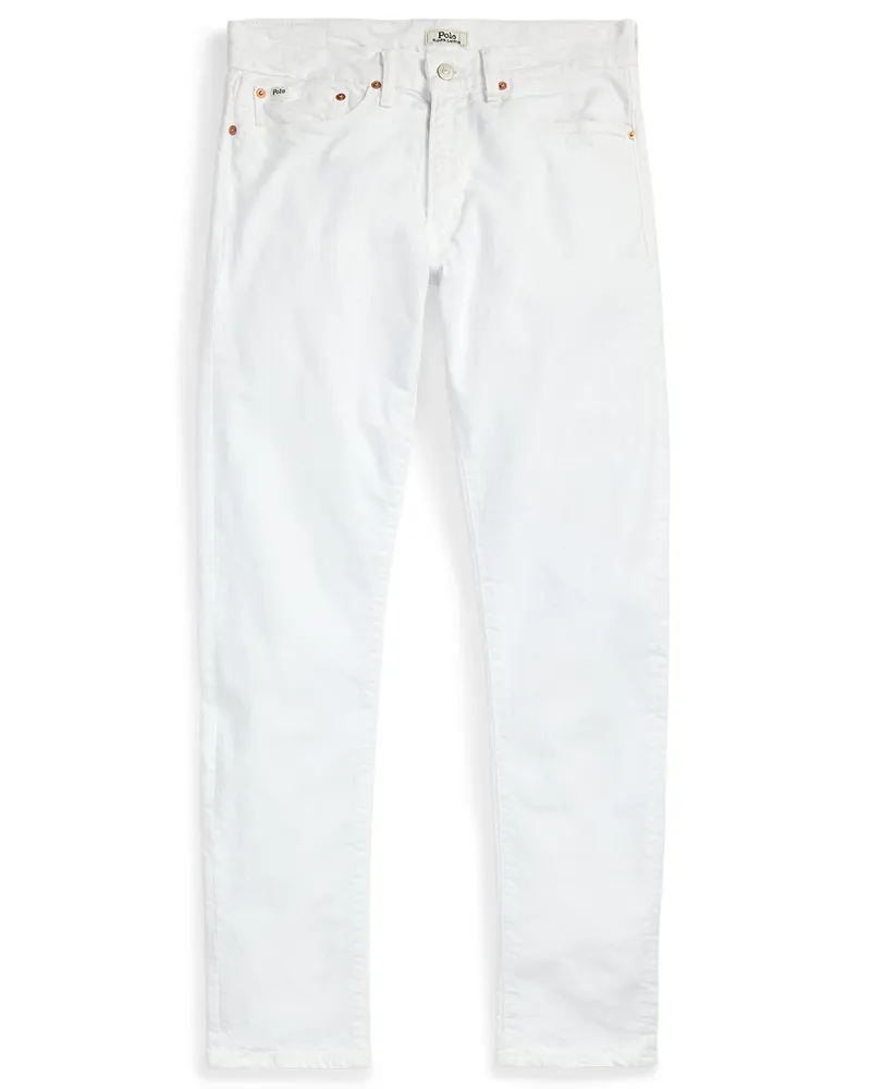 Ralph Lauren Weiße Low Stretch-Jeans The Sullivan mit Poloreiter-Stickerei, Slim in Weiß