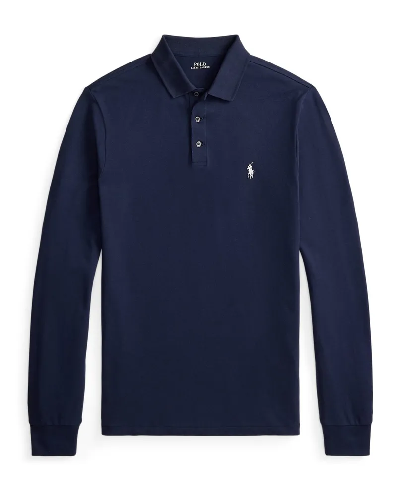 Ralph Lauren Langarm-Poloshirt mit Stretch in Mesh-Qualität, Custom Slim Fit in Marine