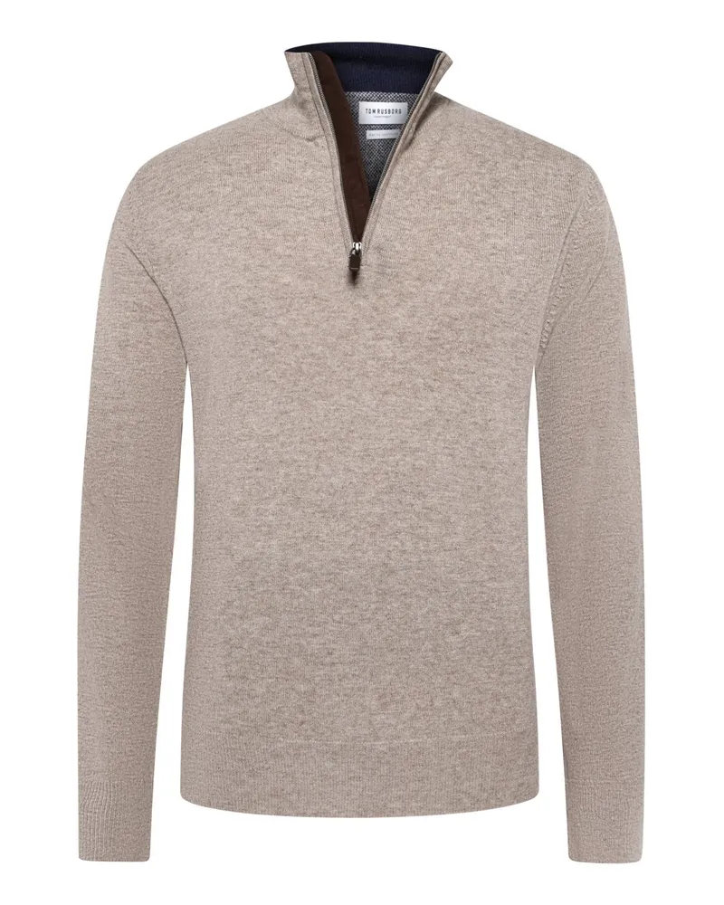 Tom Rusborg Gefütterter Troyer mit Kaschmiranteil und Ellenbogen-Patches in Beige