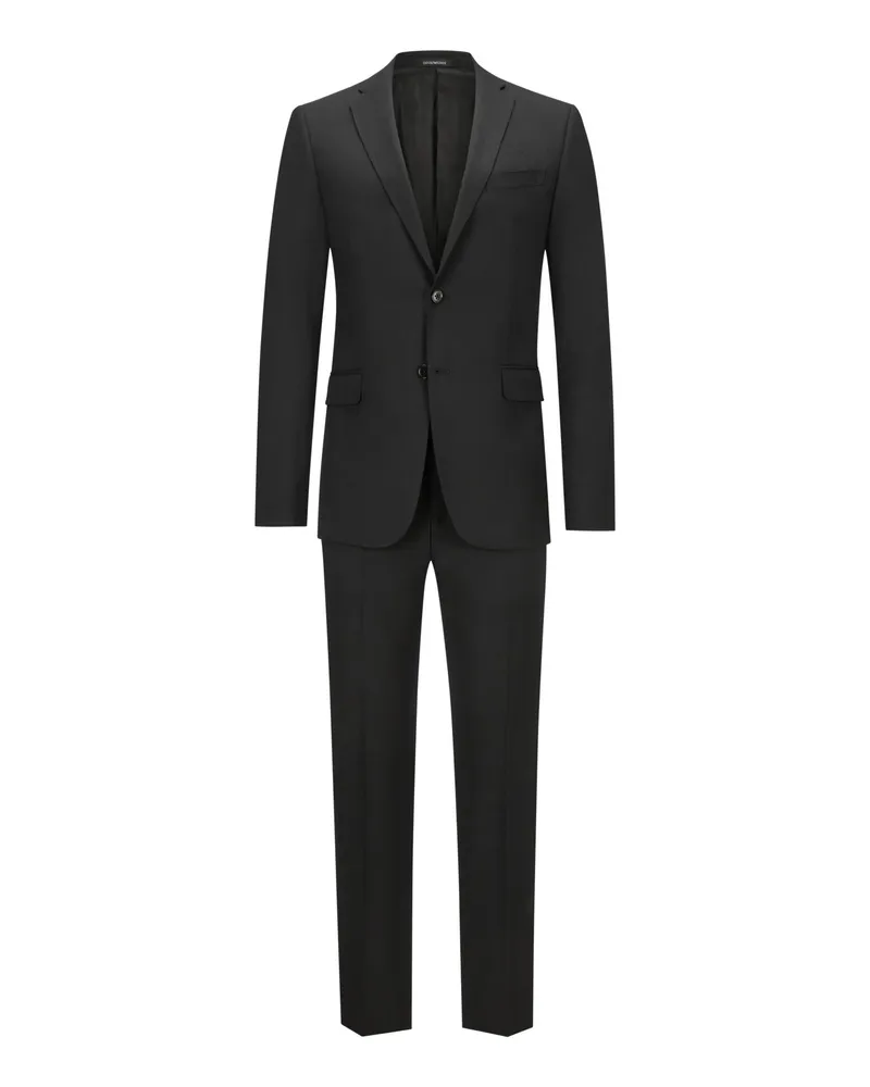 Emporio Armani Anzug aus Schurwolle mit feiner Struktur Schwarz
