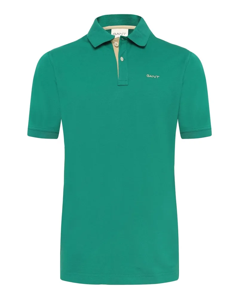 Gant Piqué-Poloshirt mit Stretchanteil und Label-Stickerei, Regular Fit in Grün