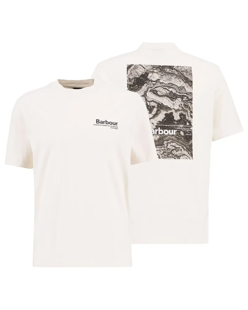Barbour Softes T-Shirt aus Baumwolle mit rückseitigem Print in Beige