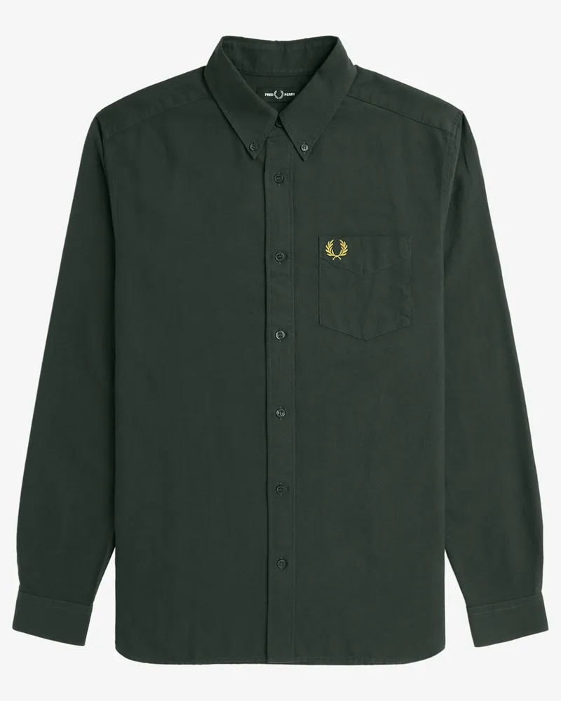 Fred Perry Hemd mit Brusttasche und Logo-Stickerei in Dunkelgrün