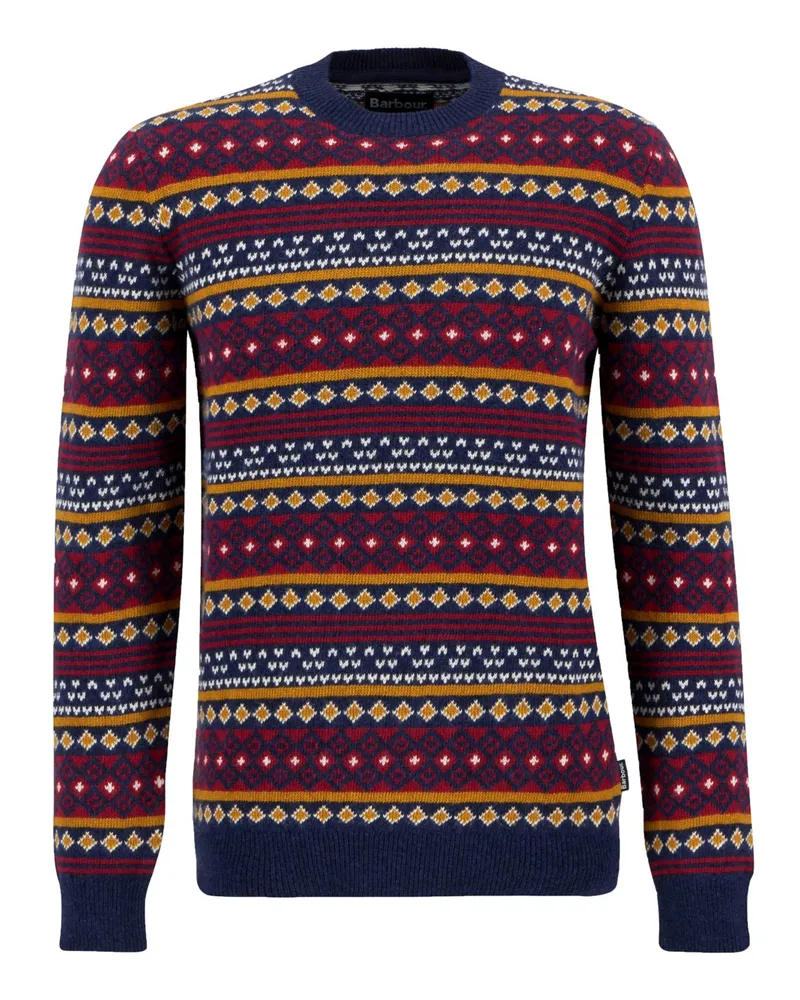 Barbour Pullover Easdale mit Fair Isle-Muster aus einem Wollgemisch in Marine