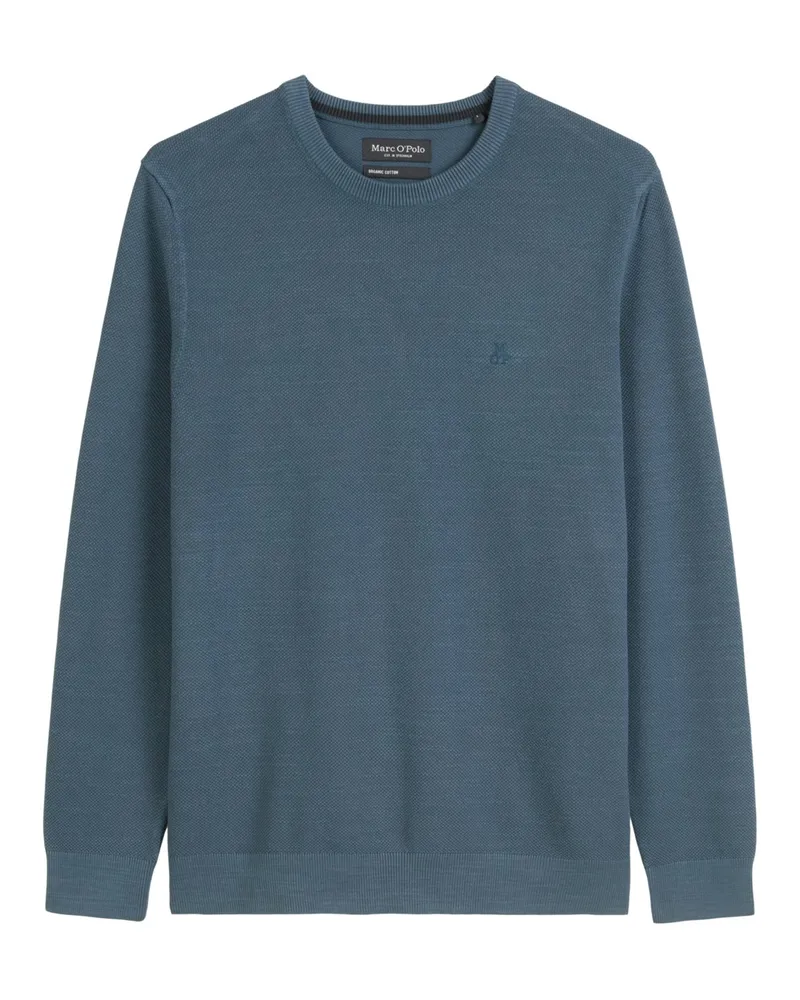 Marc O'Polo Pullover aus Baumwollstrick mit Reiskorn-Struktur in Blau