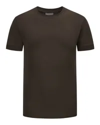 Drykorn T-Shirt Drynamic mit Rippbündchen und Stretchanteil Braun