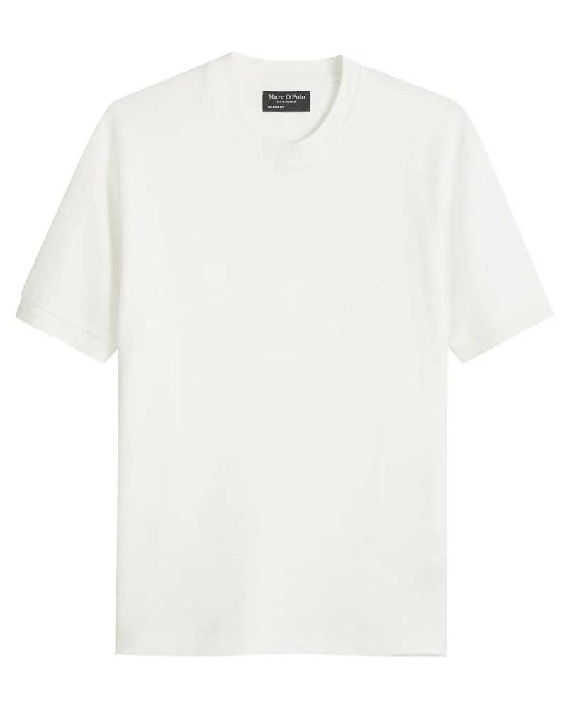 Marc O'Polo Strukturiertes T-Shirt aus einem elastischem Baumwollmix in Weiß