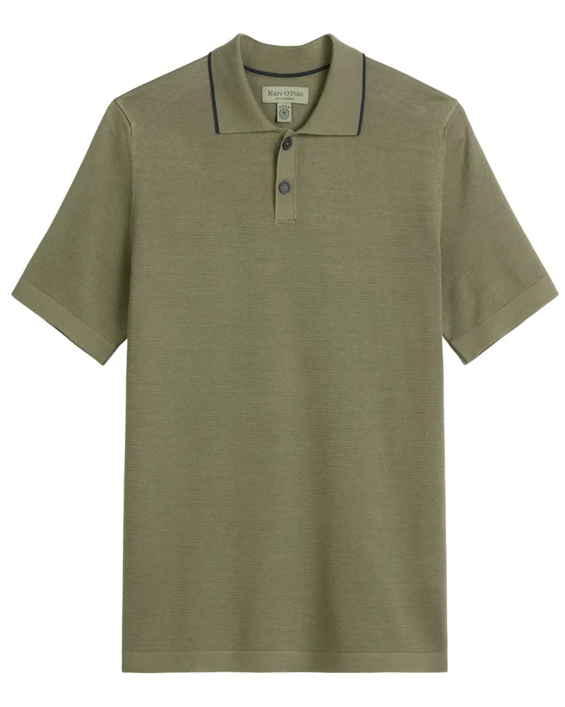 Marc O'Polo Strick-Poloshirt aus Baumwolle, DFB Travel Collection in Oliv