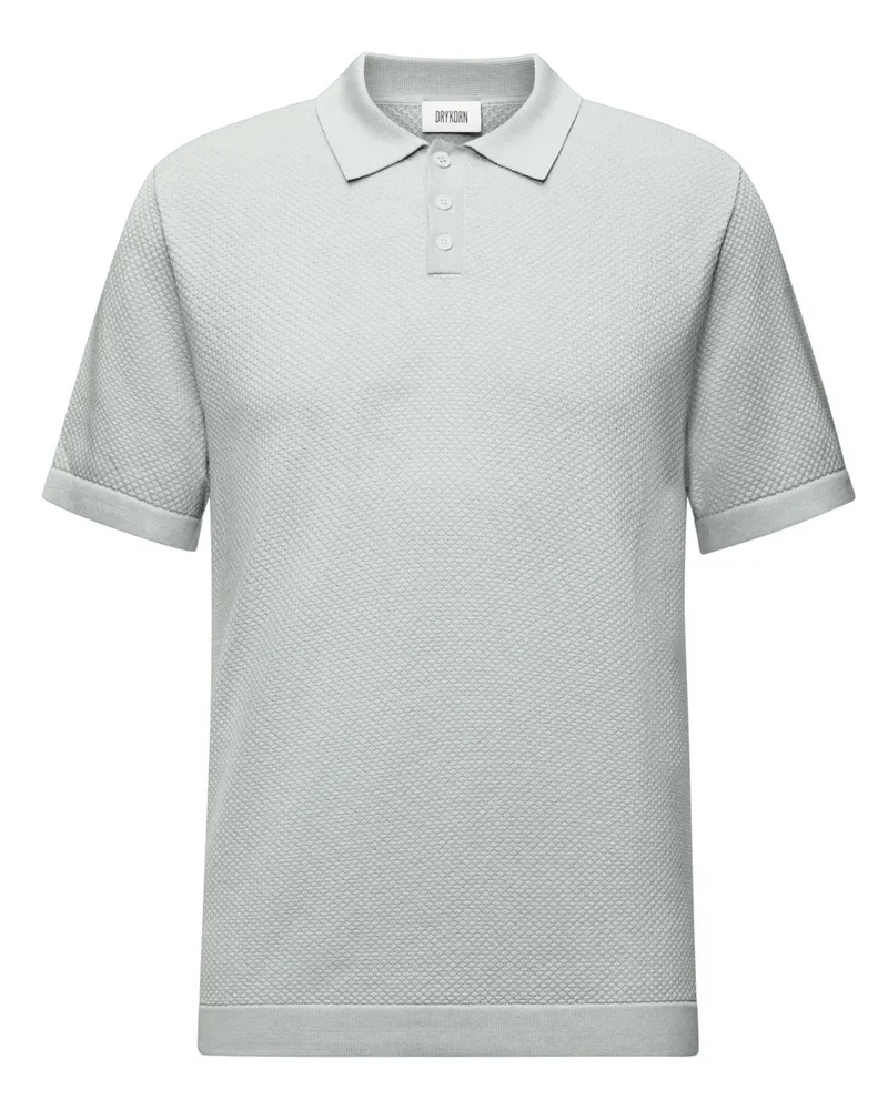 Drykorn Unifarbenes Strick-Poloshirt aus Baumwolle, Regular Fit in Salbei