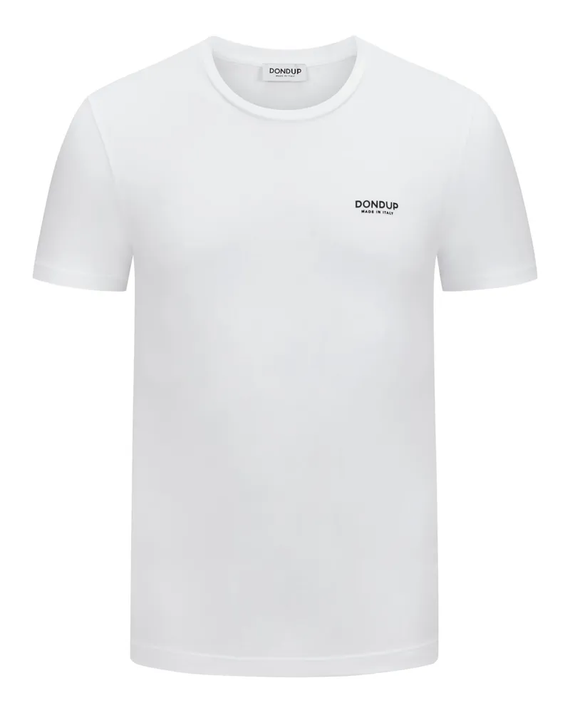 Dondup Stretch-T-Shirt mit gummiertem Logo-Schriftzug Weiß