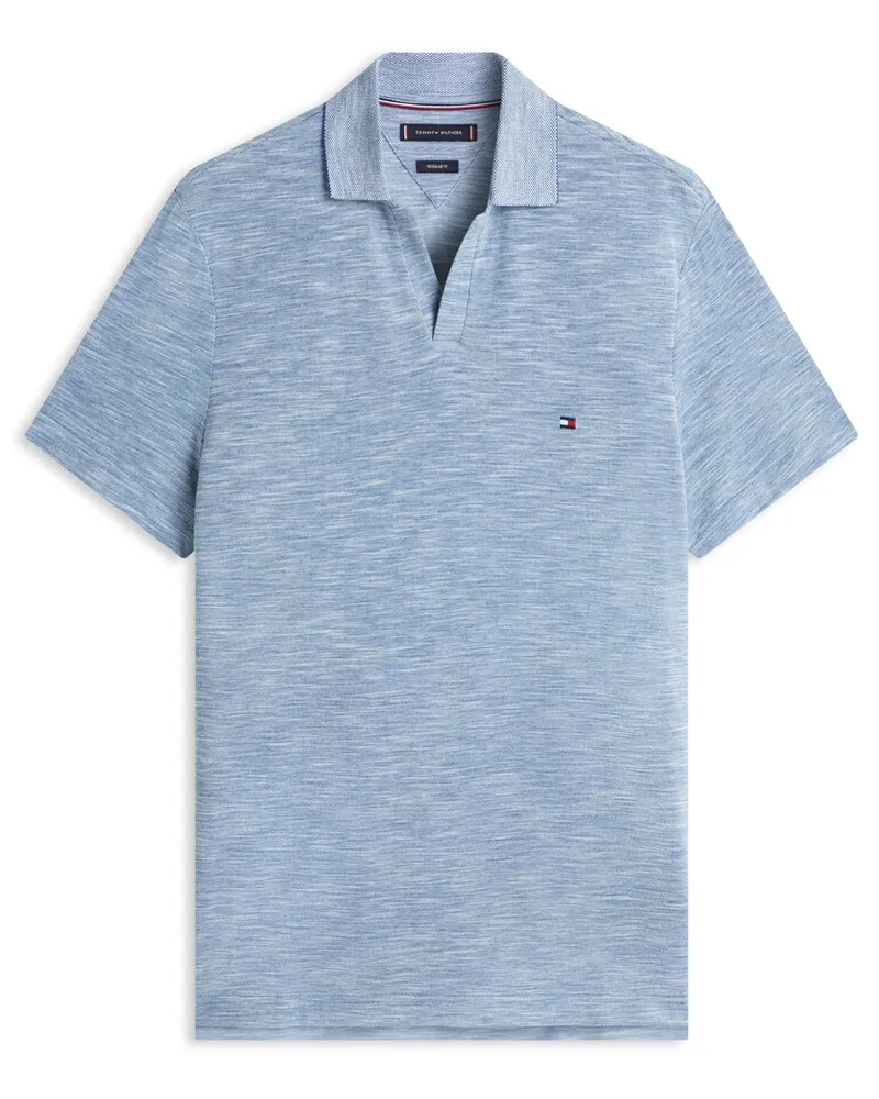 Tommy Hilfiger Meliertes Piqué-Poloshirt mit Variokragen, Regular in Blau