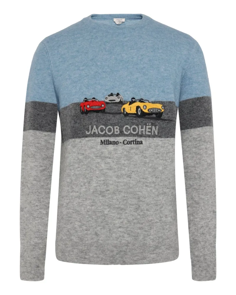 Jacob Cohën Pullover mit Rundhalsausschnitt und Stickerei auf der Vorderseite in Blau