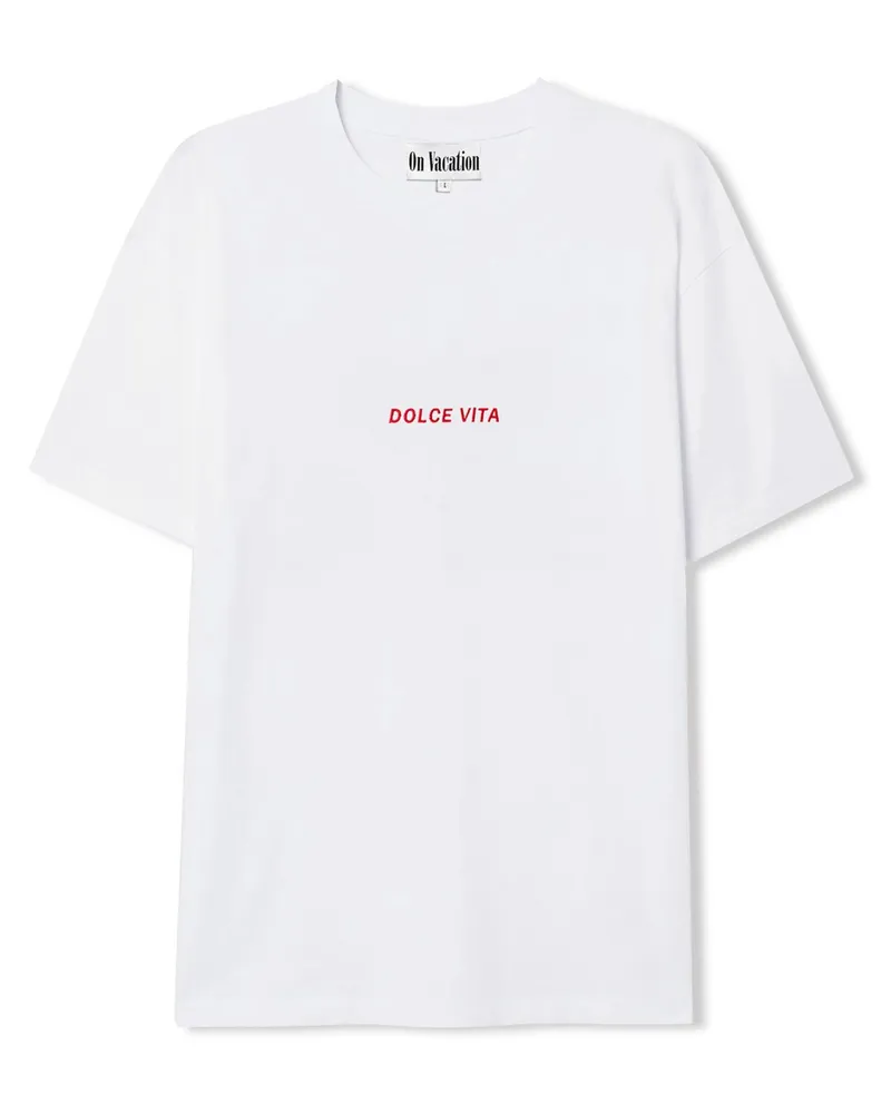 On Vacation T-Shirt aus Bio-Baumwolle mit Dolce Vita-Stickerei in Weiß