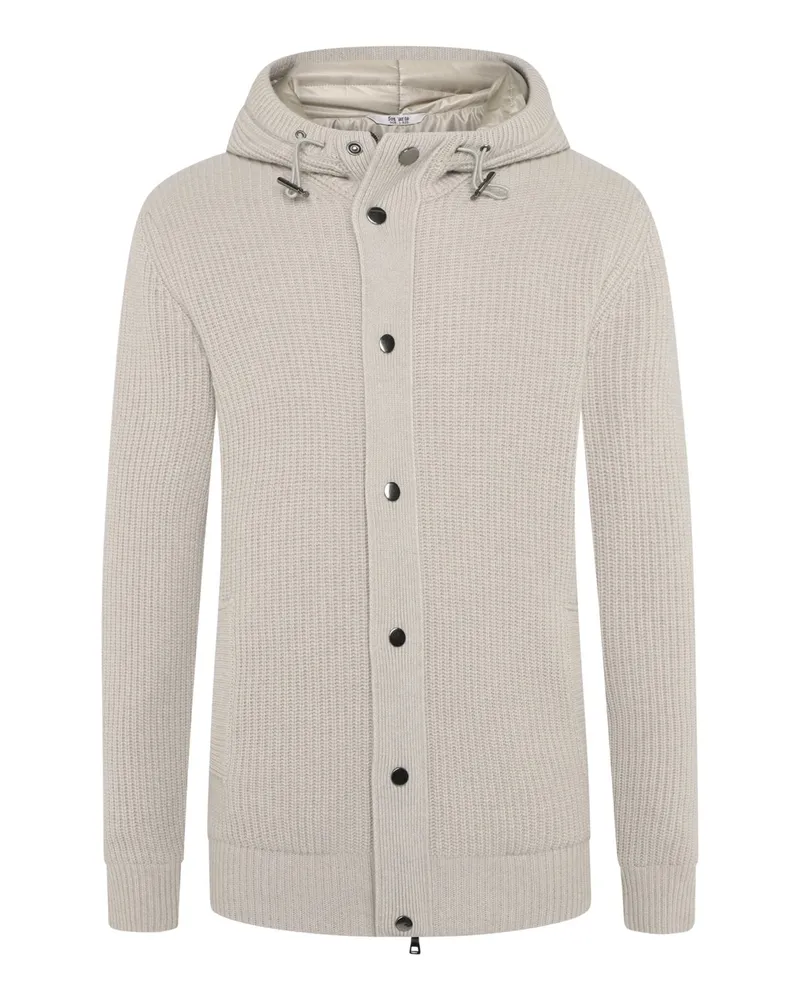 Ferrante Gefütterte Strickjacke aus Merinowolle mit Kapuze in Beige