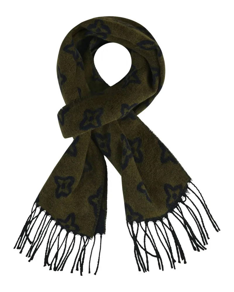 DANTE Gemusterter Schal aus einem Wolle-Kaschmir-Mix in Marine