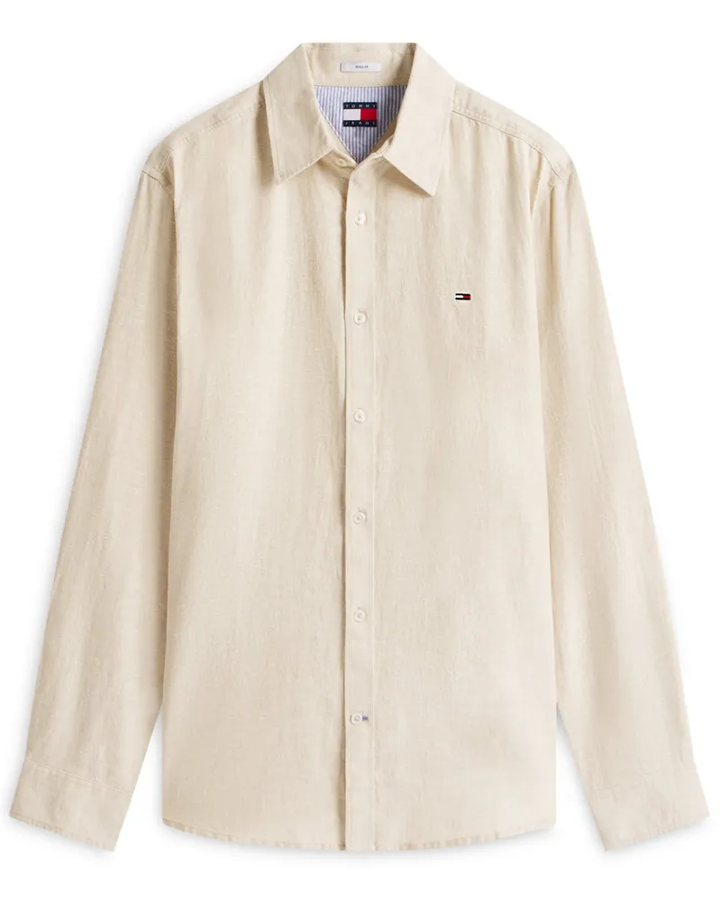 Tommy Hilfiger Legeres Hemd aus einem Leinen-Baumwolle-Mix mit Kentkragen, Regular in Beige