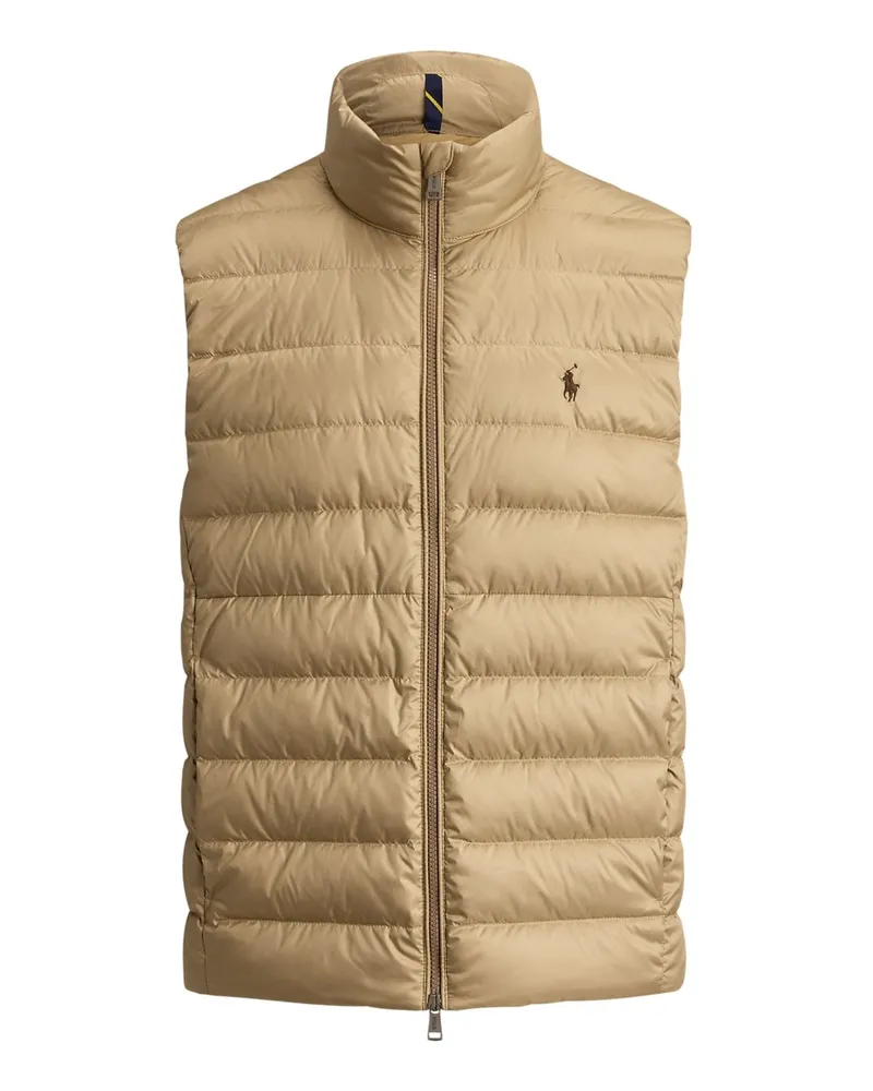 Ralph Lauren Verstaubare Steppweste mit Daunenfüllung und Pony-Stickerei in Khaki