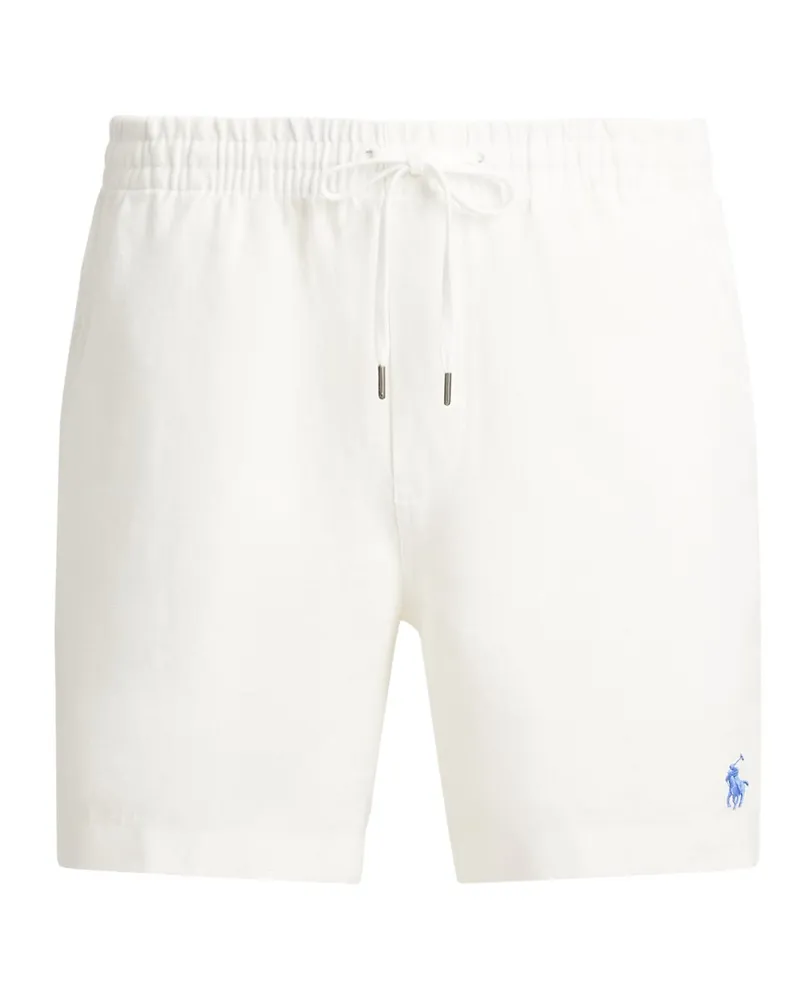 Ralph Lauren Softe Leinenbermudas mit kleiner Pony-Stickerei, Classic Fit in Weiß