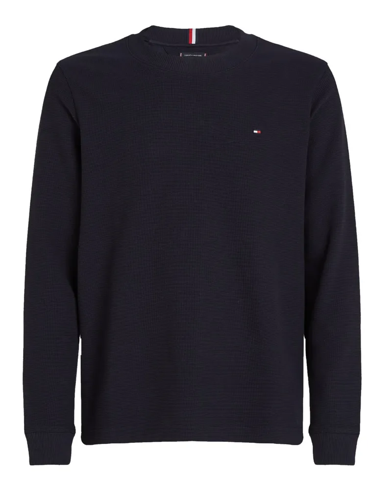 Tommy Hilfiger Longsleeve mit Waffelstruktur, Regular Fit in Marine