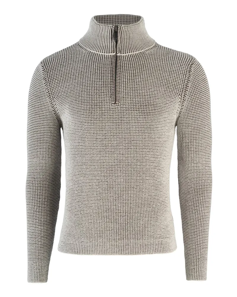 Phil Petter Heavy-Strick-Troyer aus Merinowolle in Bicolor-Optik in Grau