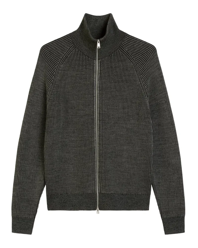 Marc O'Polo Strickjacke aus einem schweren Bi-Color-Wollgemisch, Regular Fit in Anthrazit