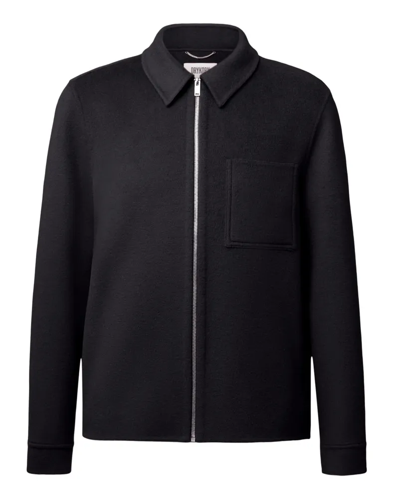 Drykorn Overshirt Jerson aus einem Woll-Mix mit Zip in Schwarz