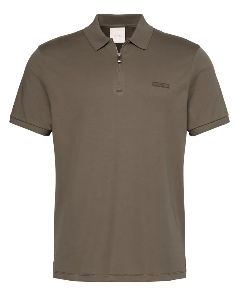Calvin Klein Softes Poloshirt aus Supima Baumwolle mit Zip, Slim Fit in Khaki