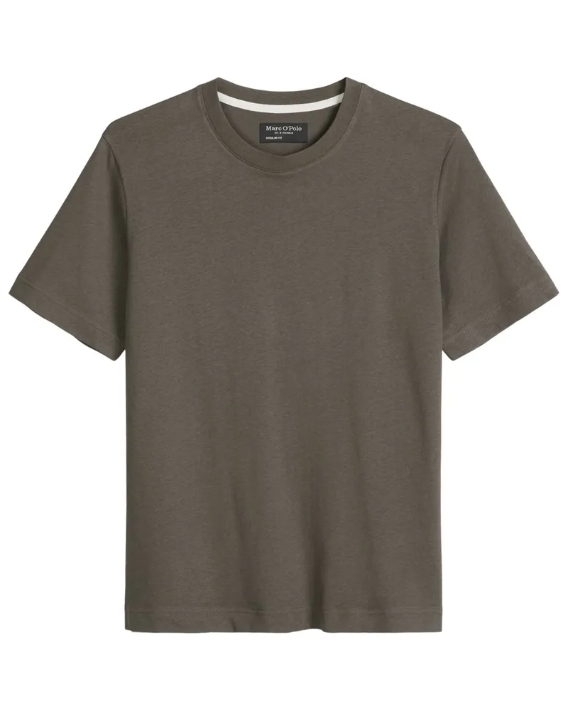 Marc O'Polo Strick-T-Shirt aus Bio-Baumwolle und Leinen, Regular Fit in Braun