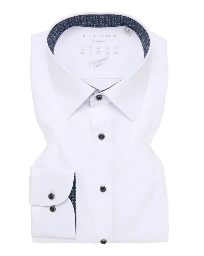 Eterna Stretch-Hemd Performance-Shirt in Funktionsqualität, Modern Fit in Weiß