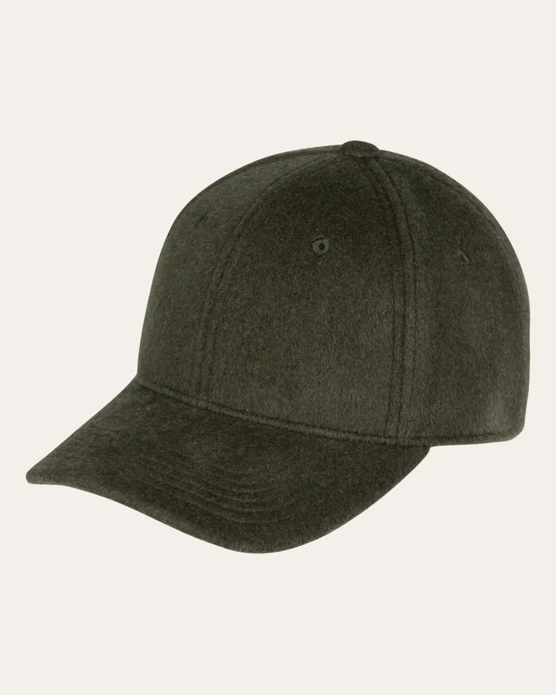 Profuomo Flanell-Cap aus Wolle mit Label-Aufnäher in Oliv