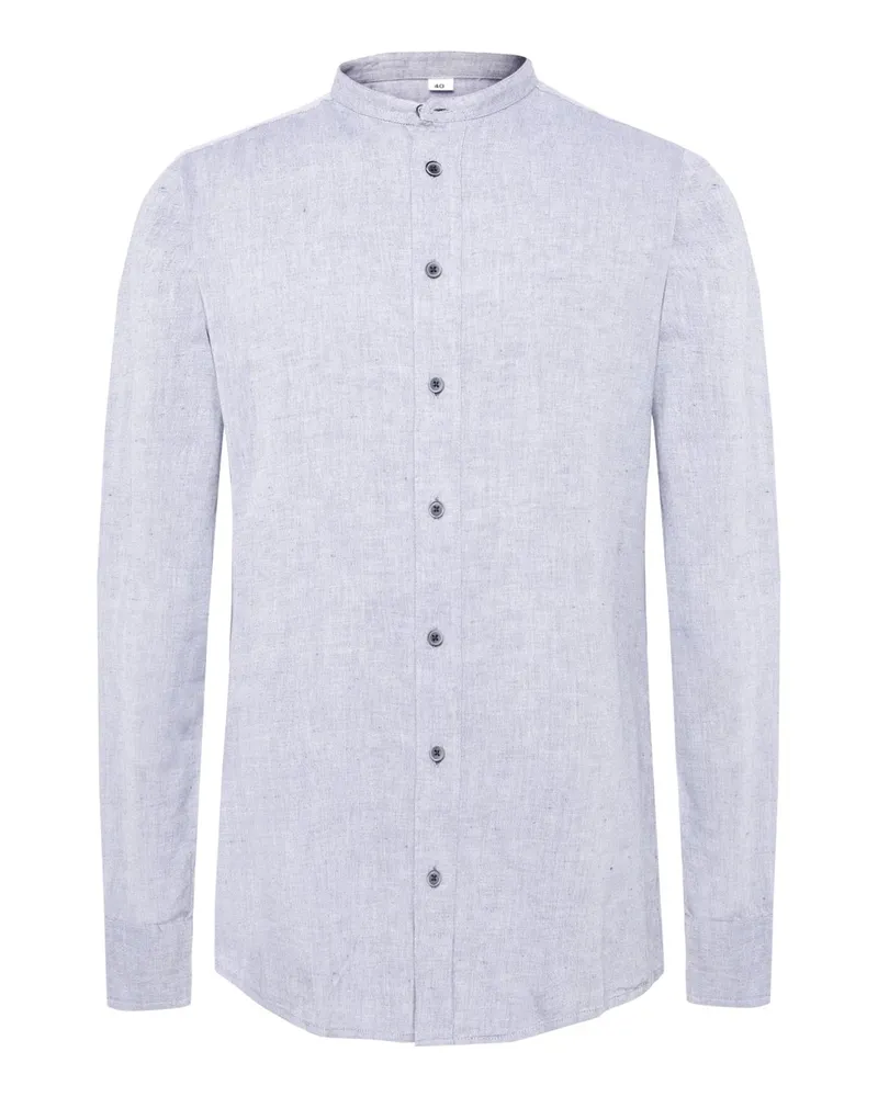 Hammerschmid Trachtenhemd mit Leinenanteil und Stehkragen, Slim Fit in Hellblau