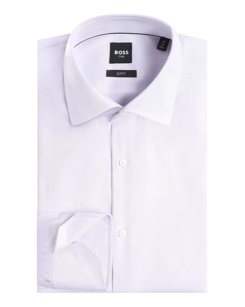 HUGO BOSS Hemd aus Baumwolle mit Haifischkragen, Slim Fit in Flieder