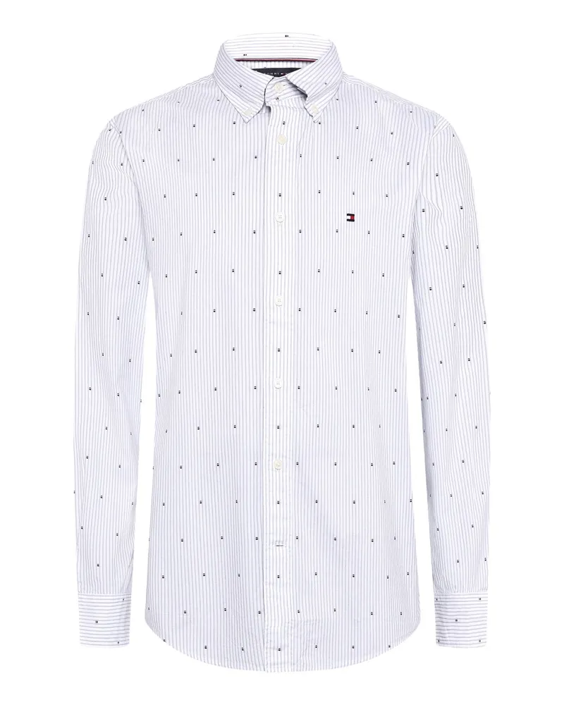 Tommy Hilfiger Baumwollhemd in Popeline-Qualität und Fineliner-Muster in Weiß