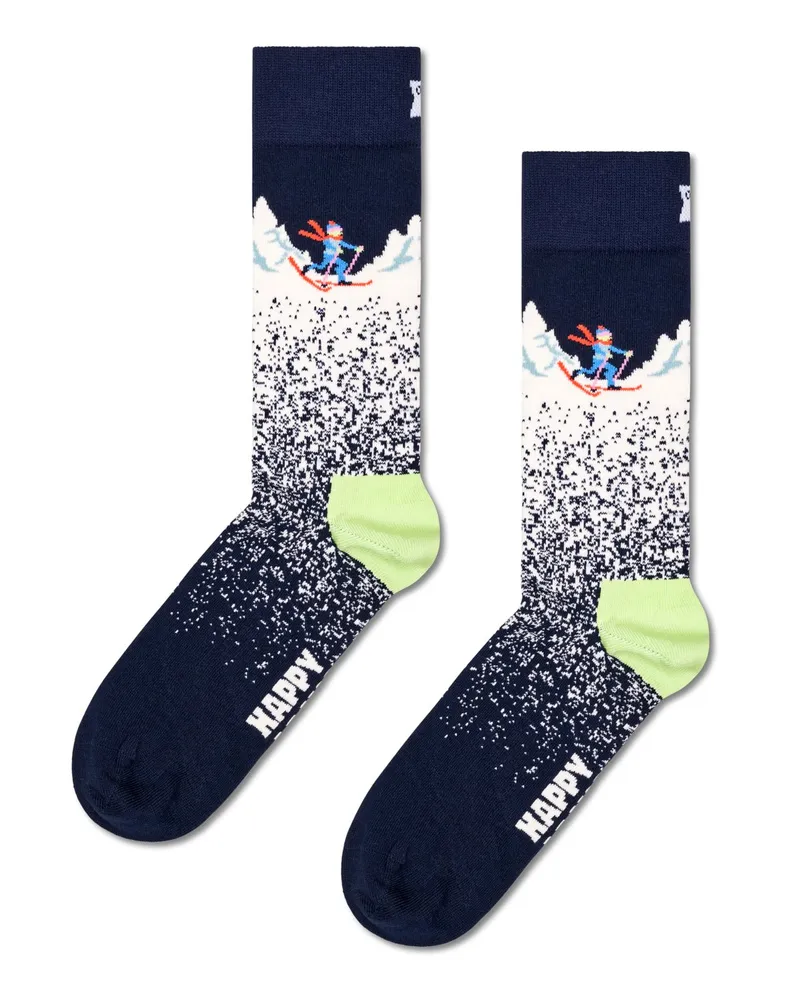 Happy Socks Socken mit Ski-Langlauf-Motiv in Marine