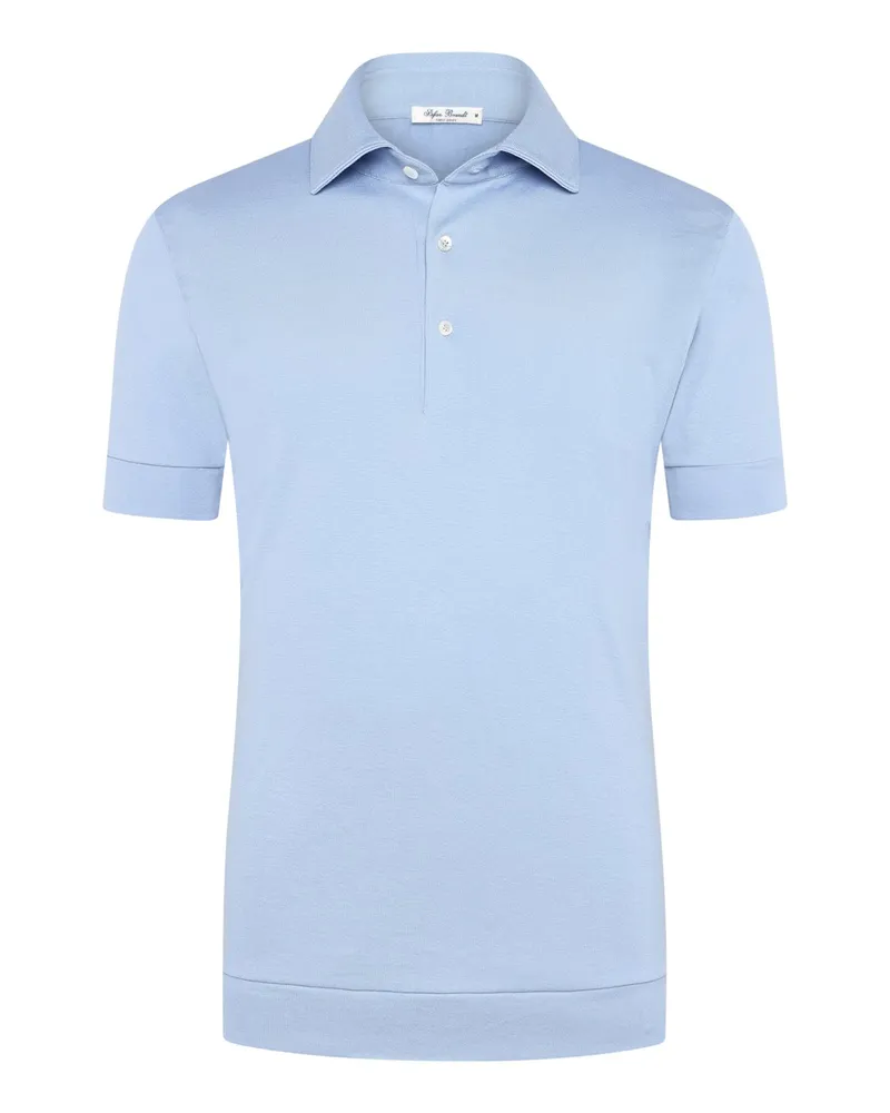 Stefan Brandt Glattes Poloshirt aus edler Urpima Sea Island® Baumwolle in Hellblau