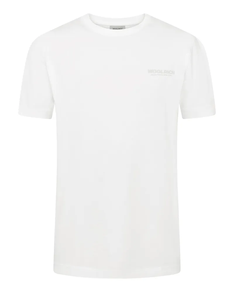 Woolrich T-Shirt aus Baumwolle mit rückseitigem Label-Schriftzug in Weiß