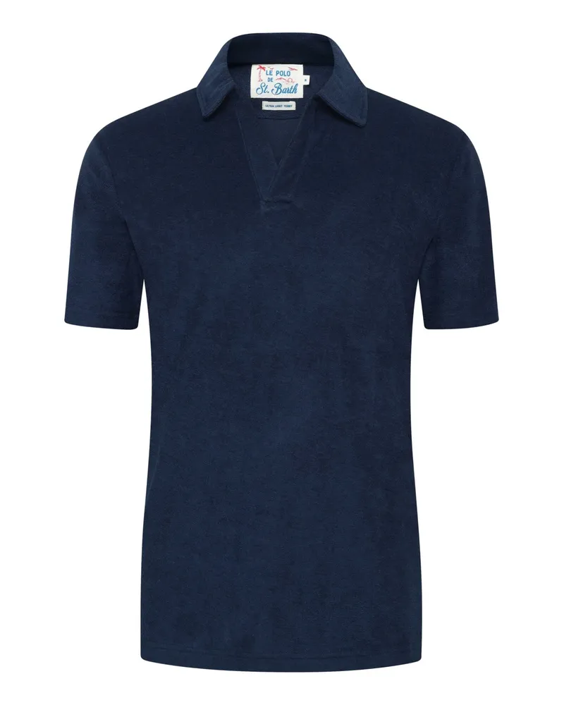 MC2 Saint Barth Glattes Poloshirt aus einem Lyocell-Baumwolle-Mix in Marine