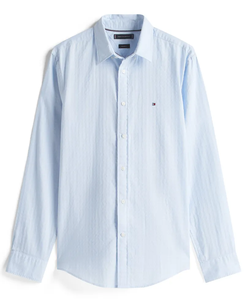 Tommy Hilfiger Hemd aus Baumwolle mit Struktur, Regular Fit in Hellblau